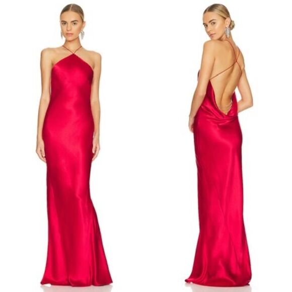Retrofete JUSTINE maxi DRESS Red Large - Picture 1 of 14